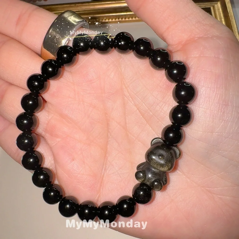 Bear Gold Obsidian and Black Obsidian Bracelet 8mm